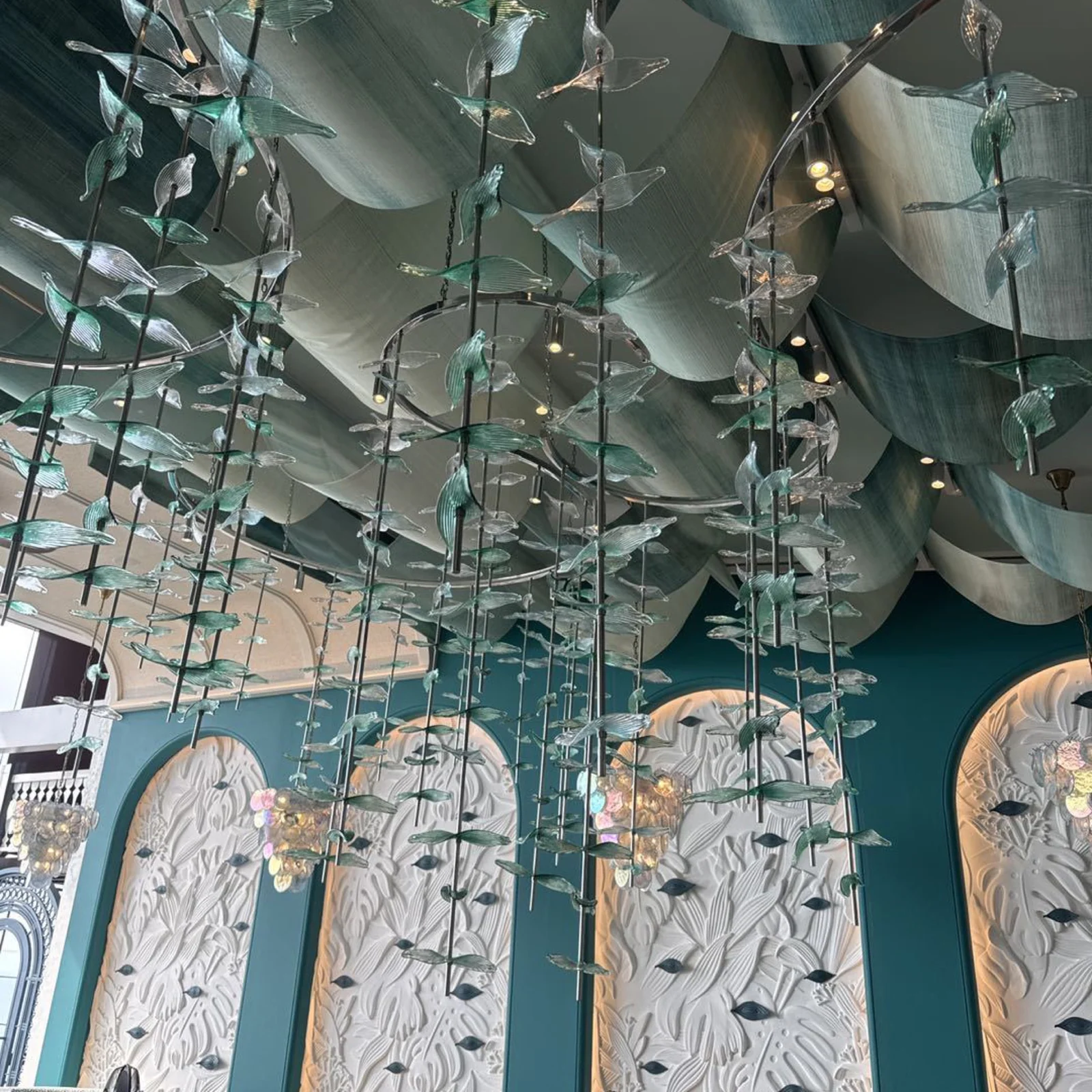 Bespoke Cascading Foliage Pendant Light for Hotel Projects