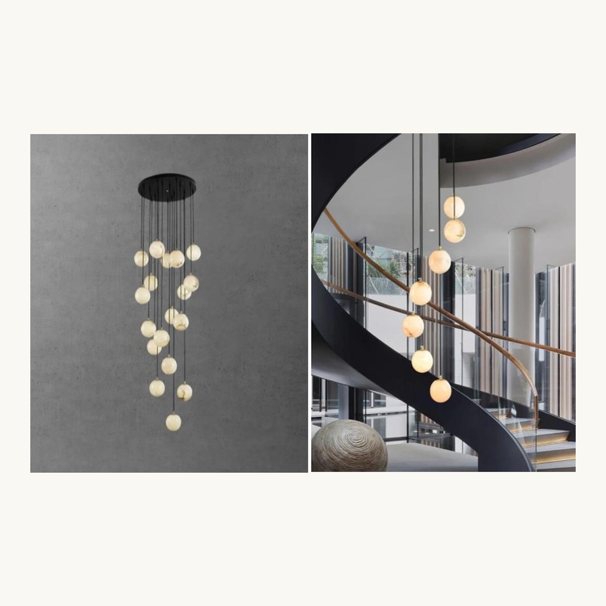 SinWay Pendant-001 &middot; Natural marble and Spanish alabaster pendant light