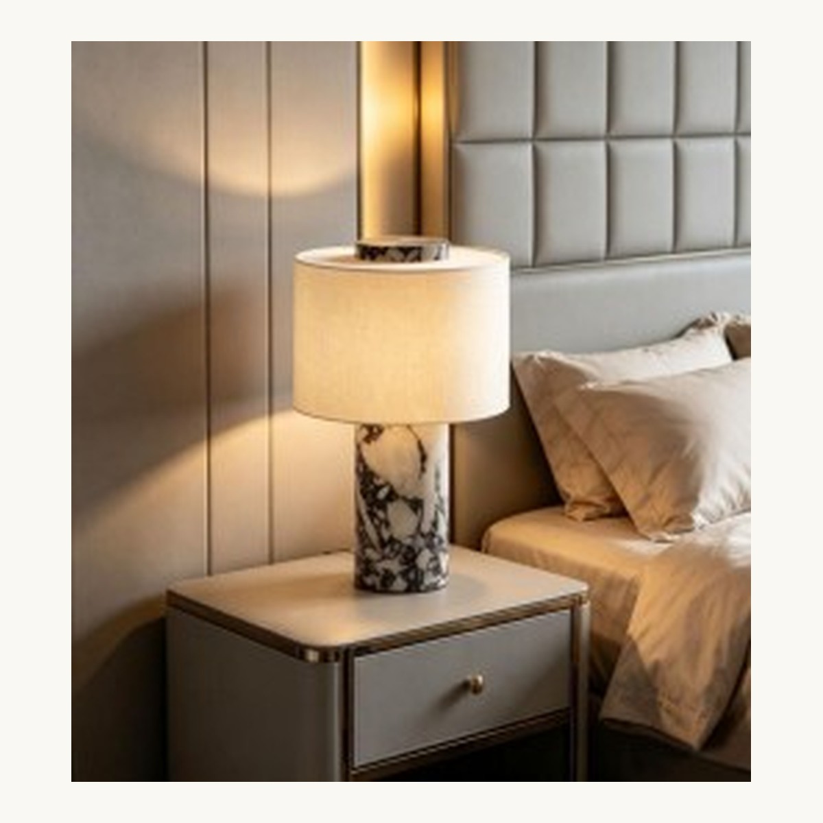 SinWay Table-006 &middot; Natural marble and Spanish alabaster table lamp