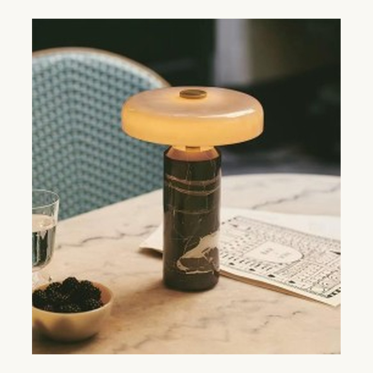 SinWay Table-013 &middot; Natural marble and Spanish alabaster table lamp