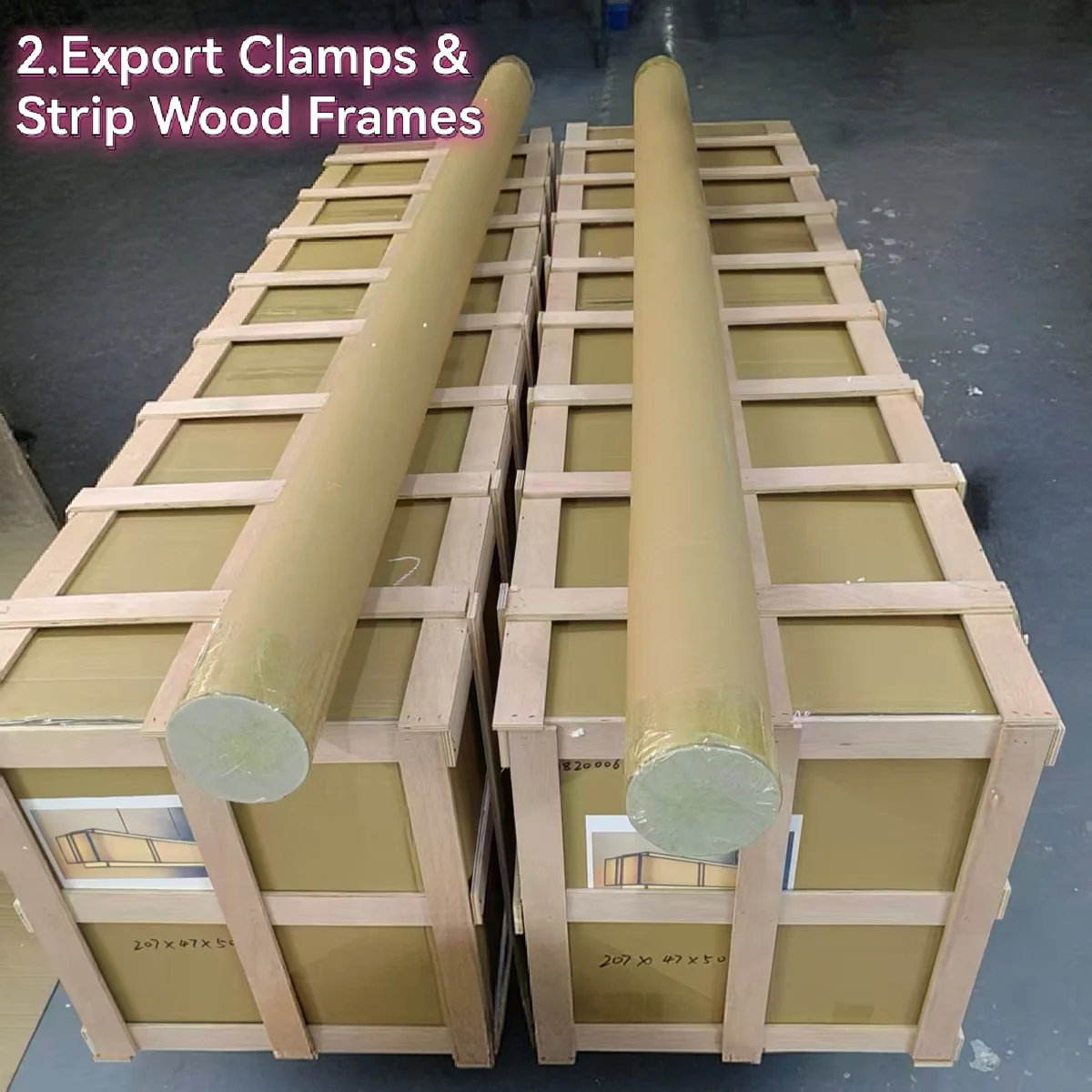 Export Clamps and Strip Wood Frames for Oversized Marble Tubes